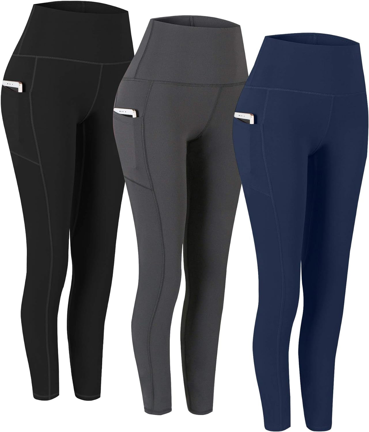 3 Pack High Waist Yoga Pants,Yoga Pants for Women Tummy Control Workout Pants 4