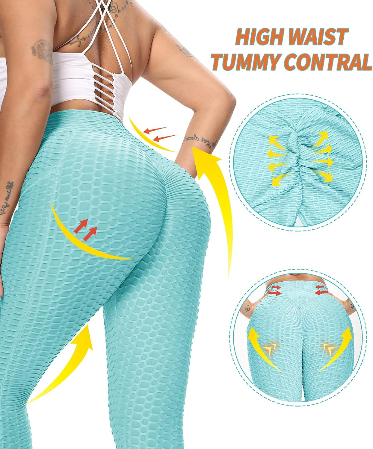 Butt Lifting anti Cellulite Workout Leggings for Women High Waist Yoga Pants Run