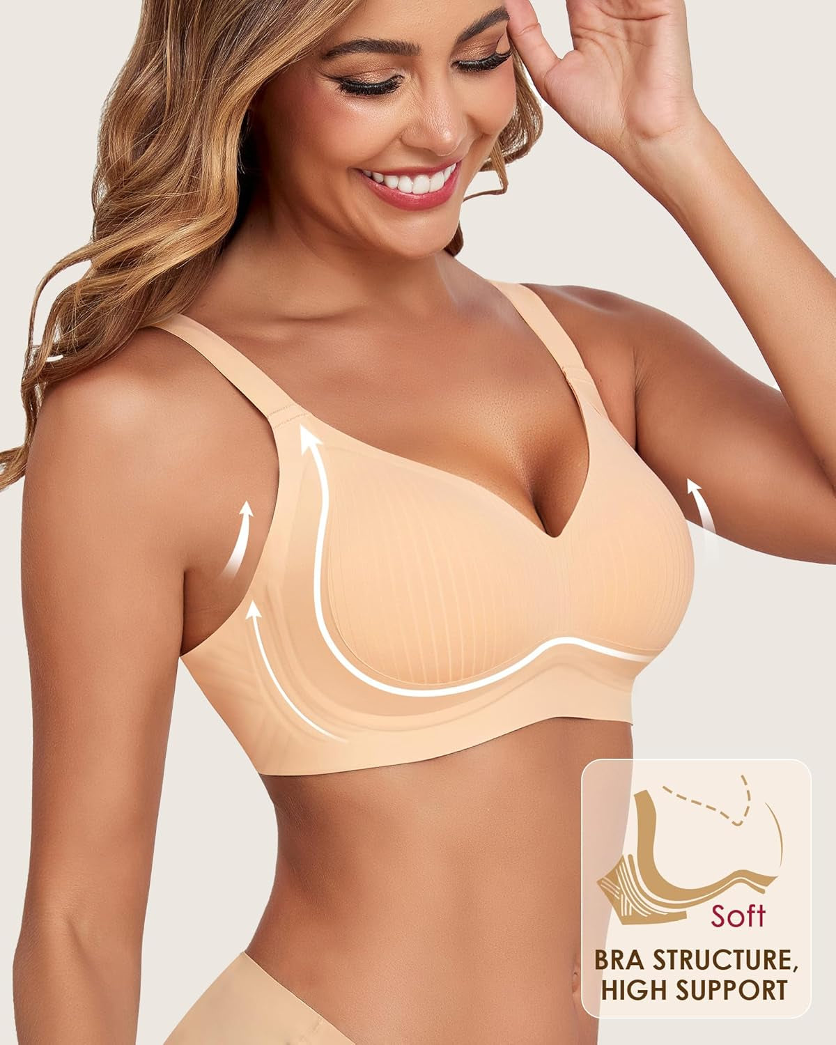 Wireless Bra for Women Support and Lift No Underwire Full Coverage Soft Comfort Regular plus Size Bras