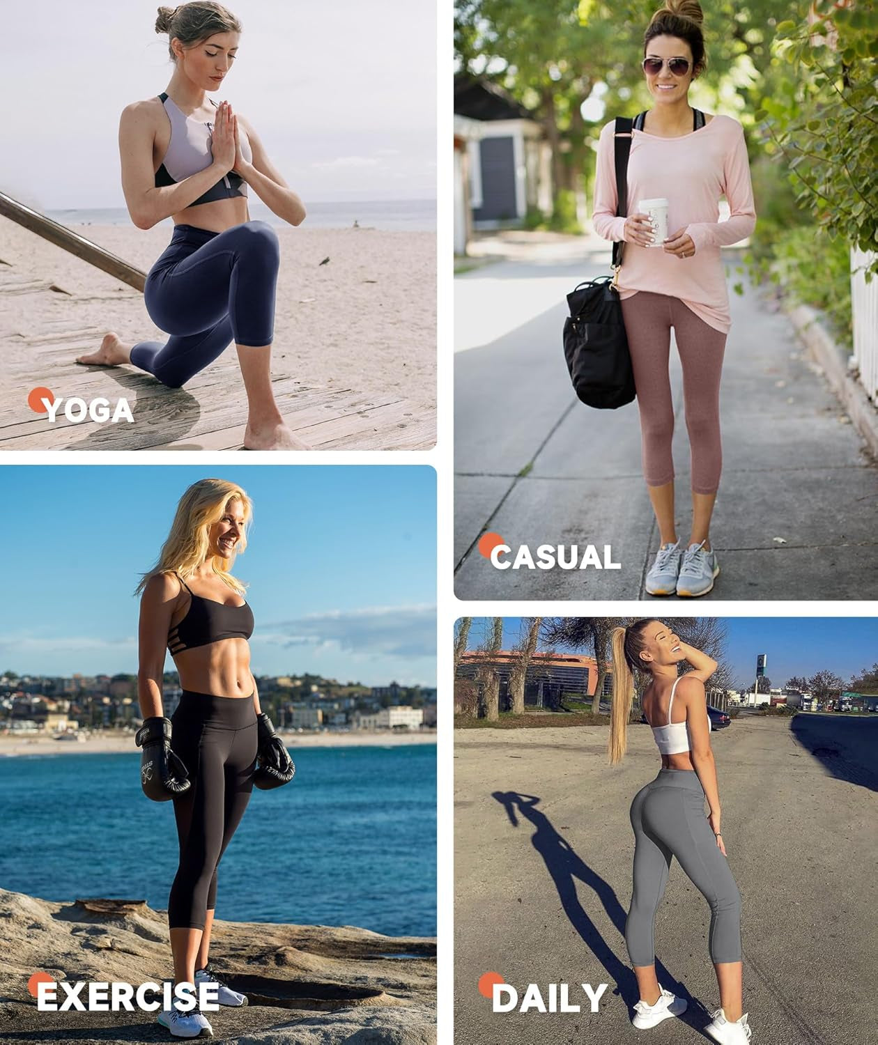 GAYHAY High Waisted Capri Leggings for Women - Soft Slim Yoga Pants for Running Cycling Workout