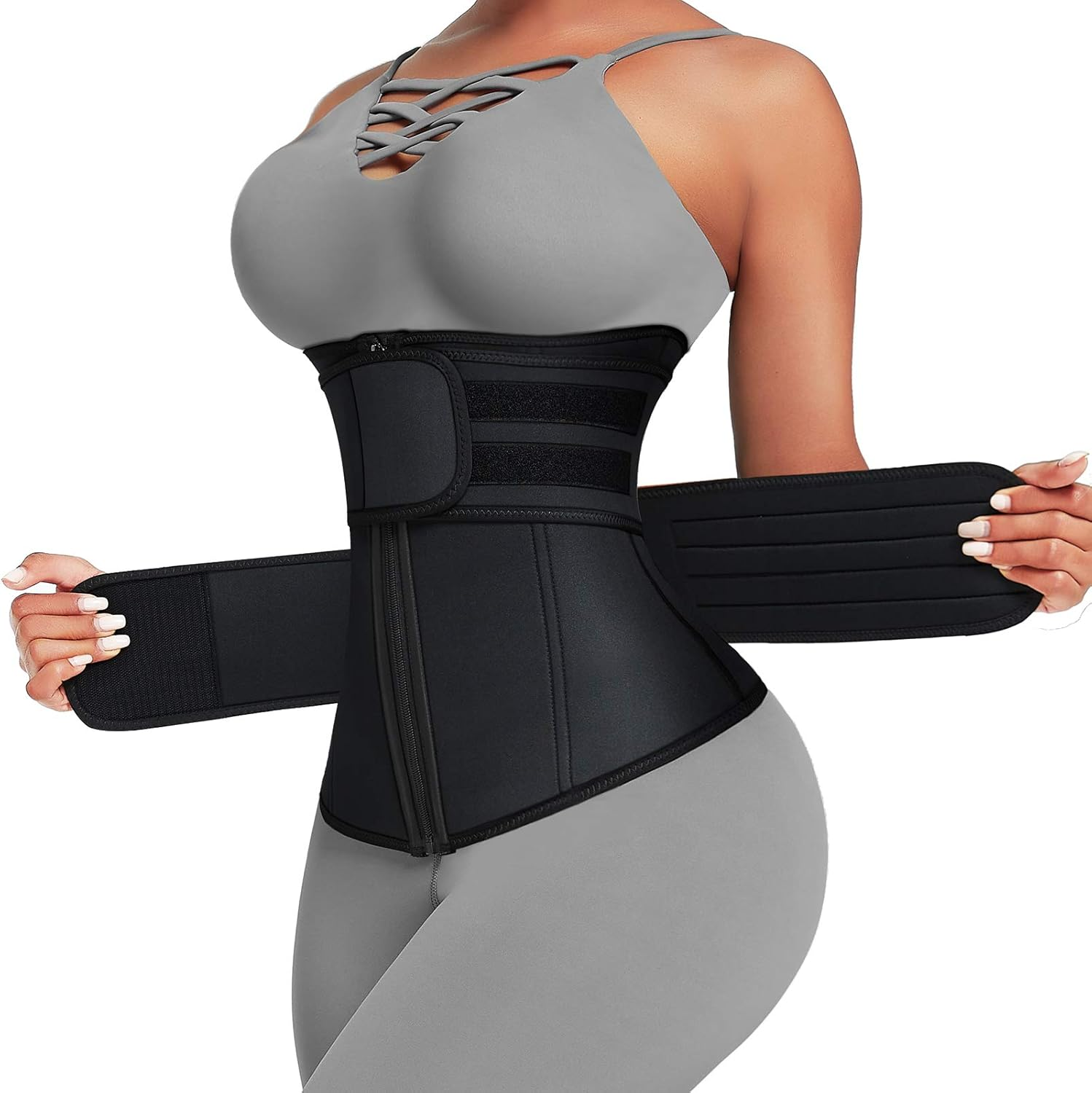 Waist Trainer for Women plus Size Two Belts Neoprene Workout Corset Waist Cinche