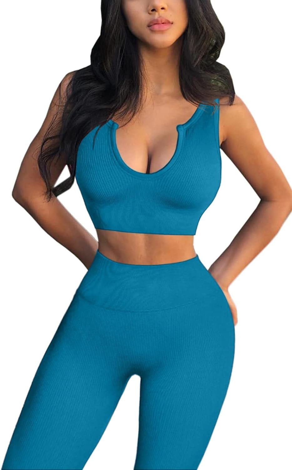 Women'S Yoga Workout Outfits 2 Piece High Waisted Leggings with Sports Bra Gym