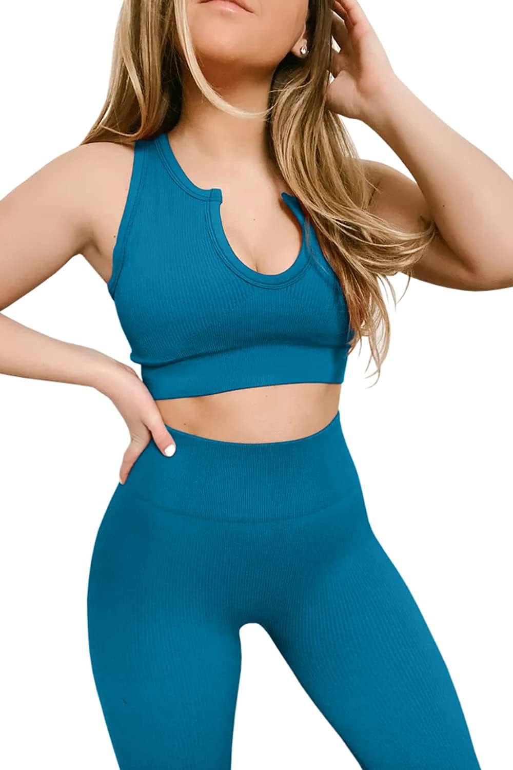 Women'S Yoga Workout Outfits 2 Piece High Waisted Leggings with Sports Bra Gym