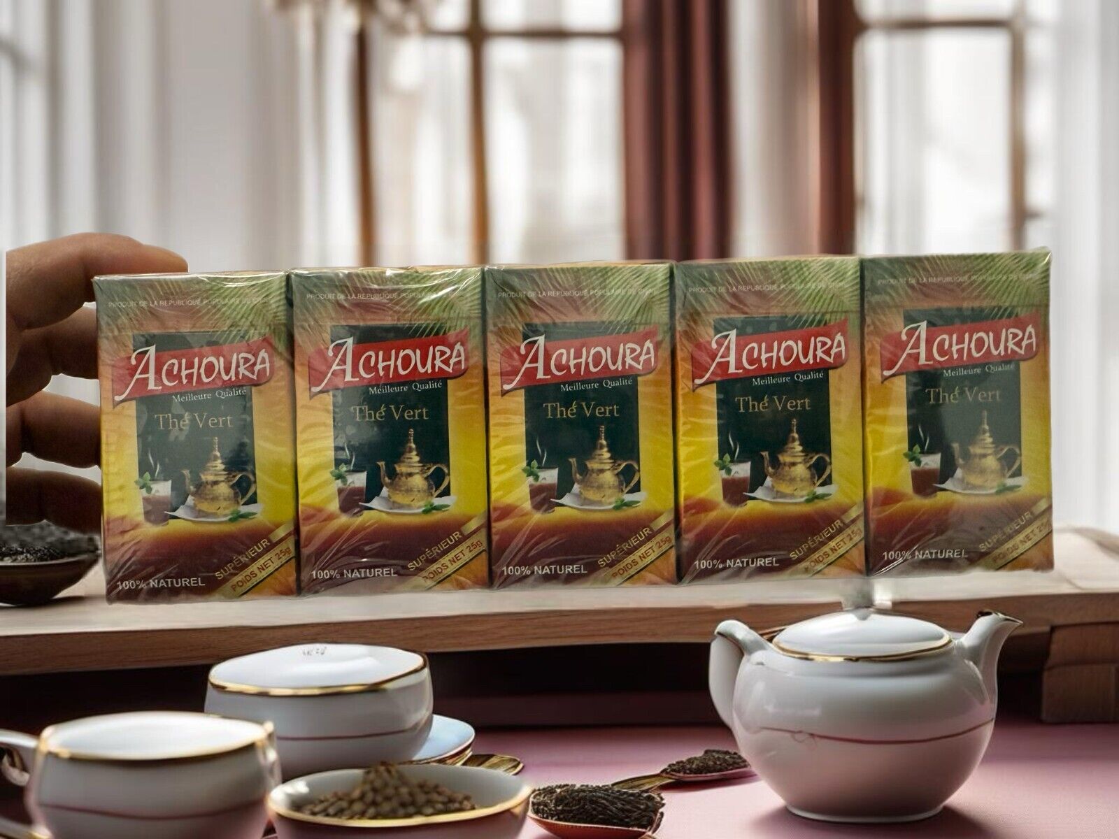 Achoura The Vert Green Tea - 25g- (pack of 10) Refreshing Vert Green Tea