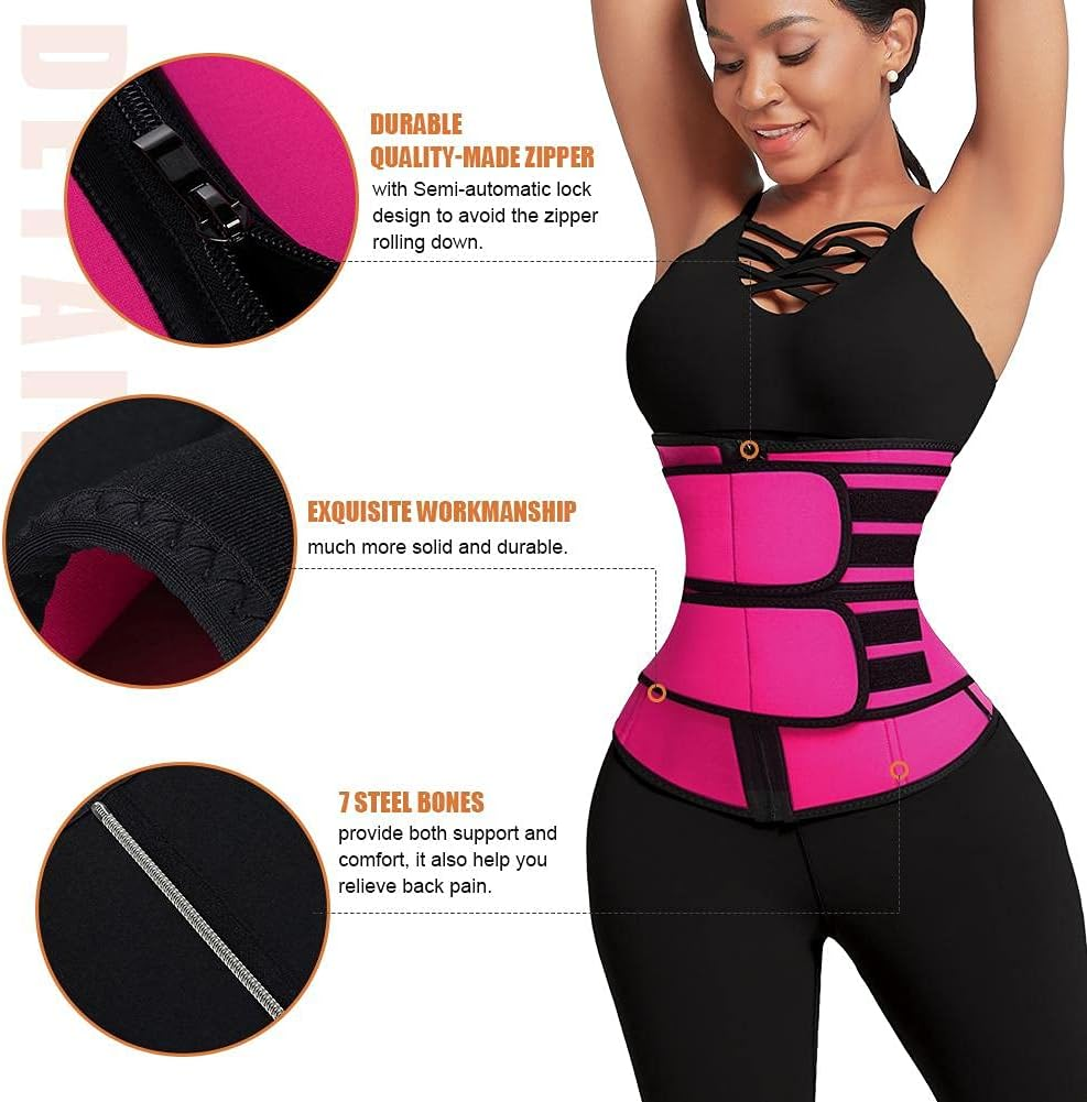 Waist Trainer for Women plus Size Two Belts Neoprene Workout Corset Waist Cinche