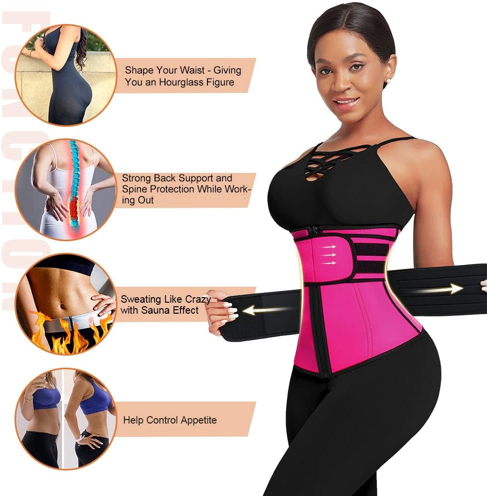 Waist Trainer for Women plus Size Two Belts Neoprene Workout Corset Waist Cinche