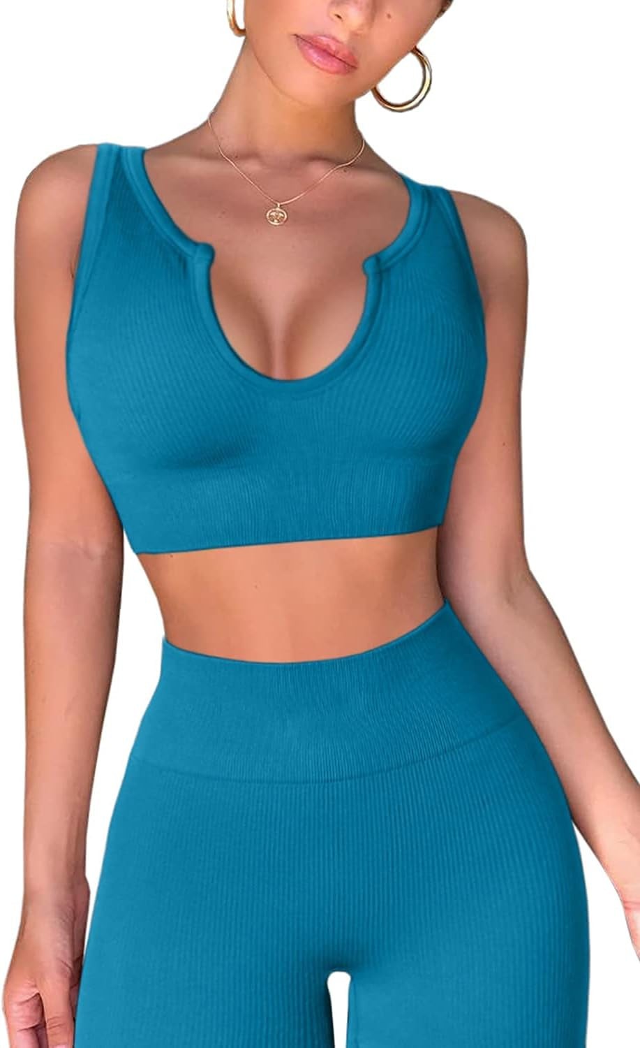 Women'S Yoga Workout Outfits 2 Piece High Waisted Leggings with Sports Bra Gym