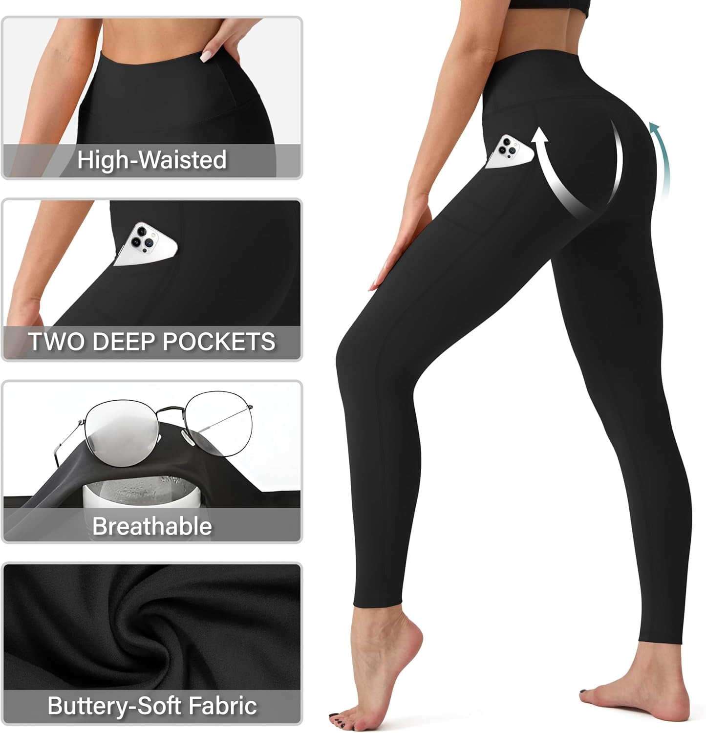 Leggings for Women Soft High Waisted Tummy Control No See through Workout Yoga Pants for Athletic plus Size